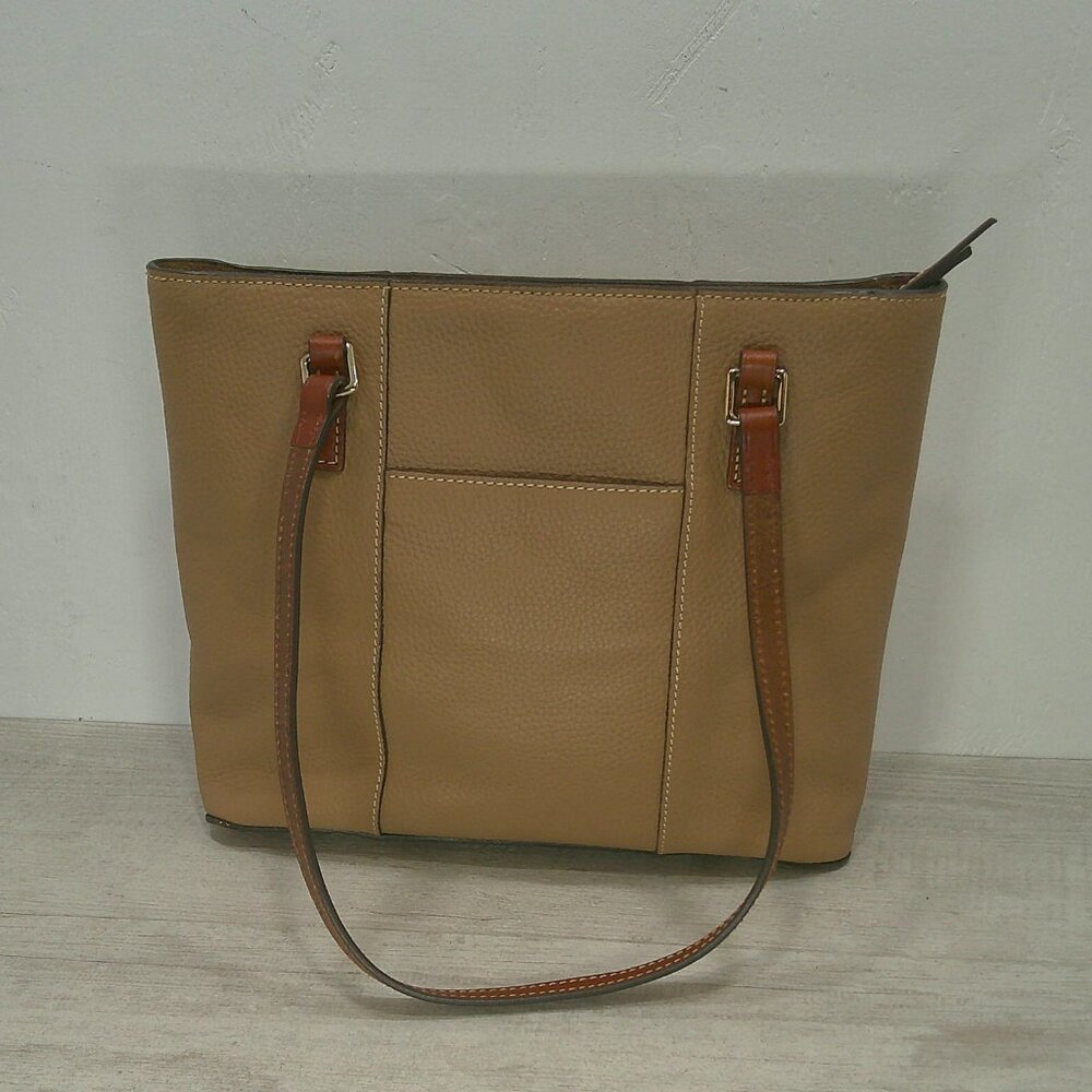 Dooney & Bourke Classic Minimalist Pebble Grain Camel Tan Leather Lexington Tote - Picture 2 of 14